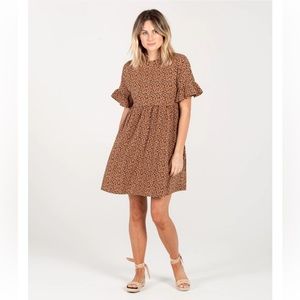 Rylee +  Cru Cheetah Babydoll Dress NWT Sz Small